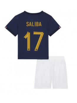Billige Frankrike William Saliba #17 Hjemmedraktsett Barn VM 2022 Kortermet (+ Korte bukser)